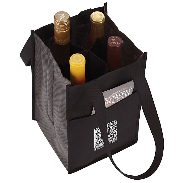 4-Bottle Non-Woven Wine Bag 7”W x 6.75”D x 12”H - 80gsm