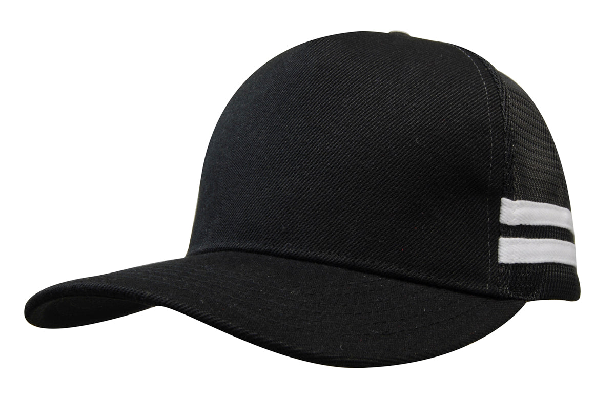 American Premium Twill/Mesh Deep Fit Trucker with Stripes - HW3995