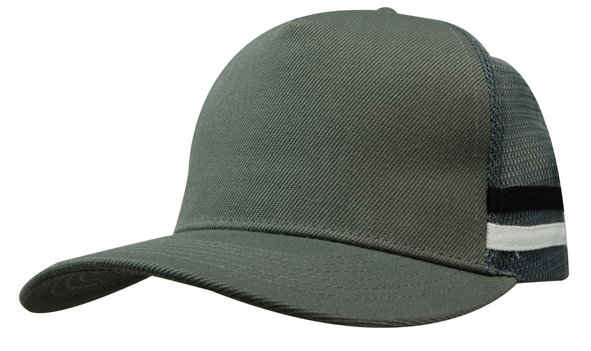 American Premium Twill/Mesh Deep Fit Trucker with Stripes - HW3995