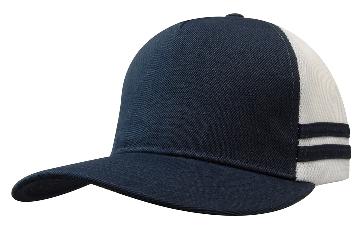 American Premium Twill/Mesh Deep Fit Trucker with Stripes - HW3995