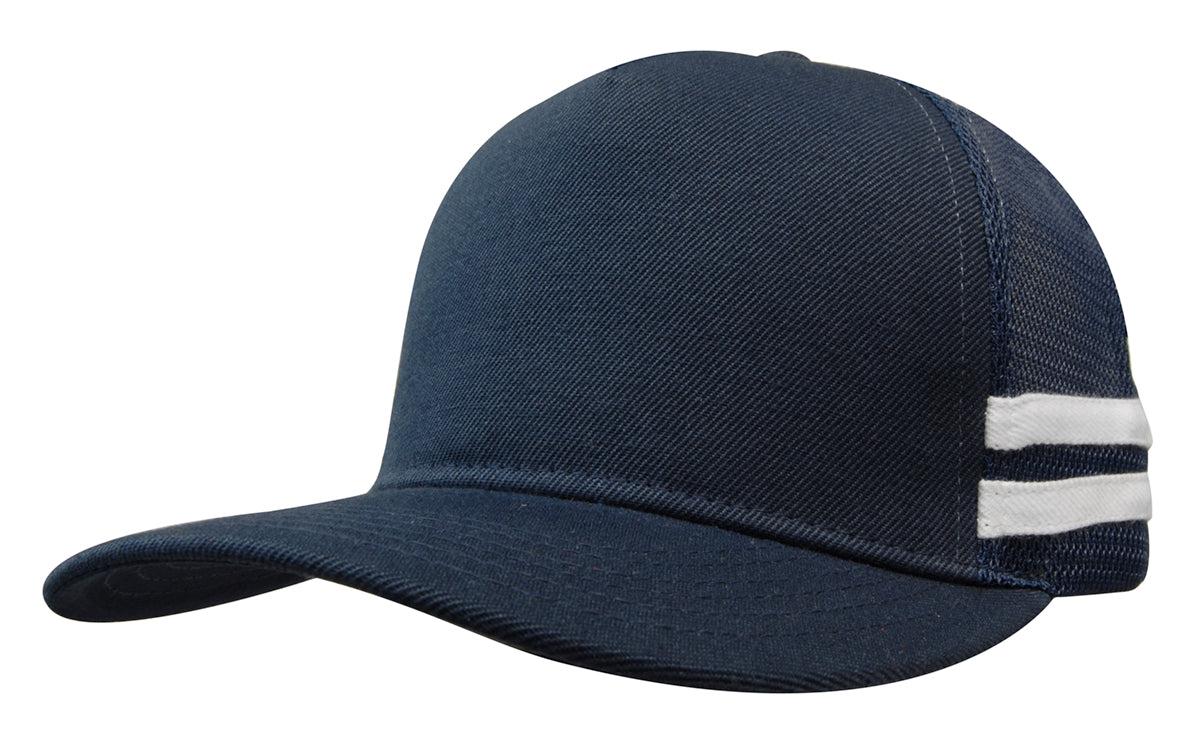 American Premium Twill/Mesh Deep Fit Trucker with Stripes - HW3995