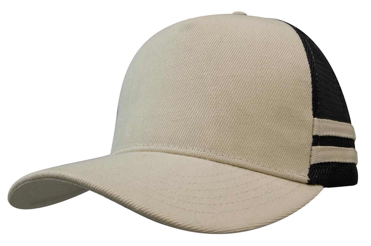 American Premium Twill/Mesh Deep Fit Trucker with Stripes - HW3995