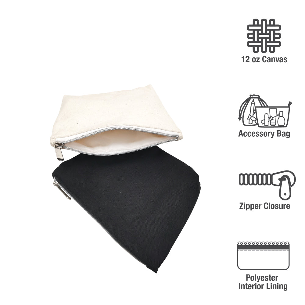 Canvas Zipper Bag Bulk 10 pcs / Pack - 8"W x 1.5"D x 5.5"H - 12oz