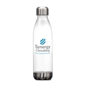 Savasana Translucent AS Water Bottle with Stainless steel Accent Base and Lid  - 20oz - Custom Screen Printing or Full Colours Logo Printing