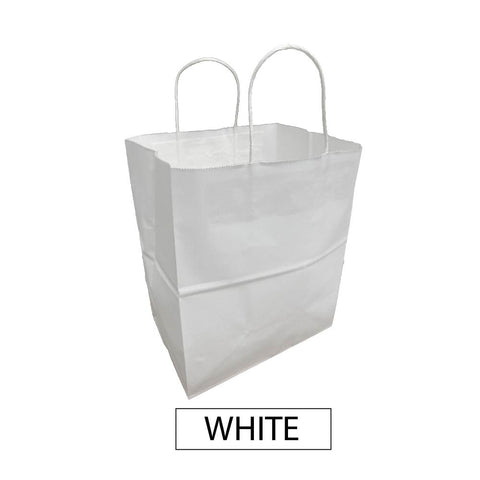 Plain/Blank White Paper Shopping Bags - Bulk 250pcs per Box - Bistro Size 10"W x6.75"D x 12"H