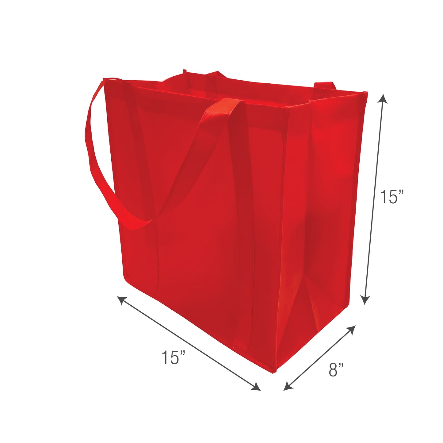 Red shopping bag with dimensions