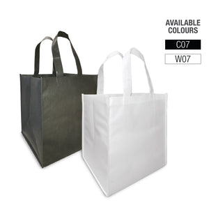 Two shopping bags, one white and one black