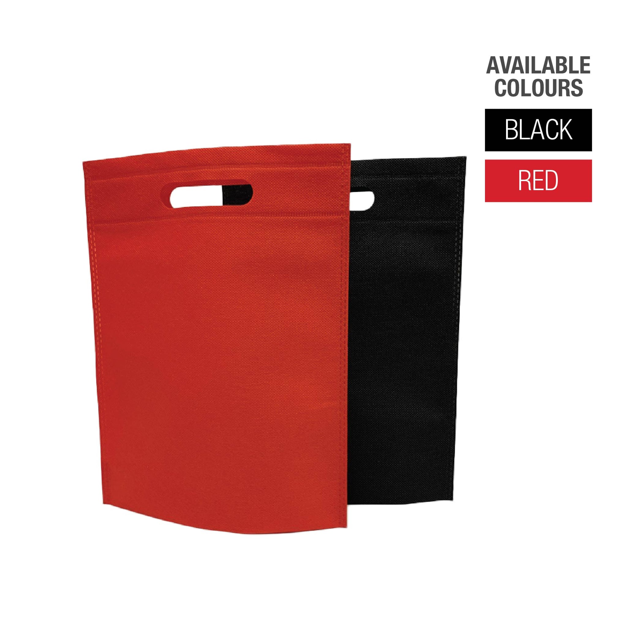 Two non-woven shopping bags with sturdy die-cut handles