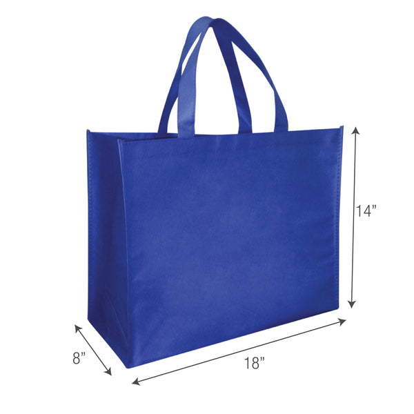 Blue shopping bag with dimensions