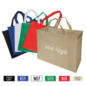 Shopping bags featuring your logo in various colors