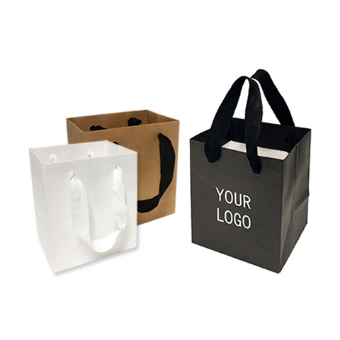 Manhattan Style 200gsm Heavy Weight Paper Bags (XS) 5"W x 4"D x 6"H - Custom Single Colour Logo Printed
