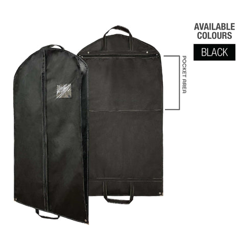 Half Fold Non-woven Garment Bags with 3" Side Gusset and Zipper Closure Pocket - 24" x 3" x 42" 80gsm - Bulk 10pcs per Pack