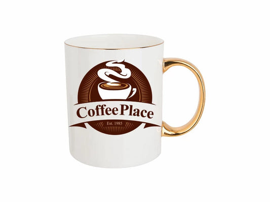 Sublimatable Bone China Mug with Gold Rim and Handle - Full Colour Artwork Sublimation Printed