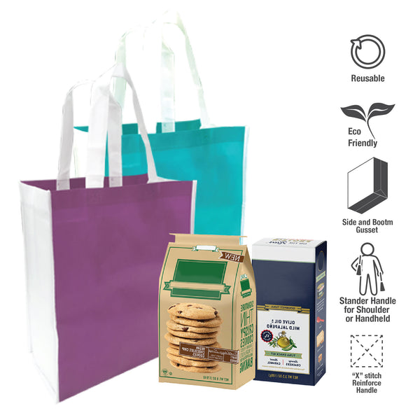 An image of a shopping bag with cookies and other items inside.