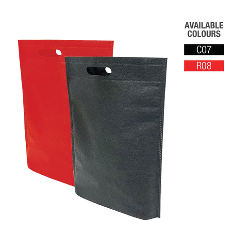 Two red and black shopping bags with the words "available colors" written on the corner