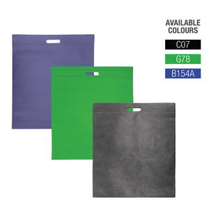 Three reusable non-woven bags in different colors