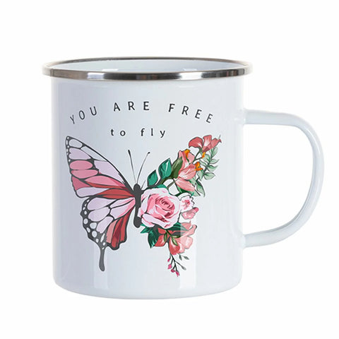 17oz 500ml Enamel Cup with Flat Bottom - Full Colour Artwork Sublimation Printed