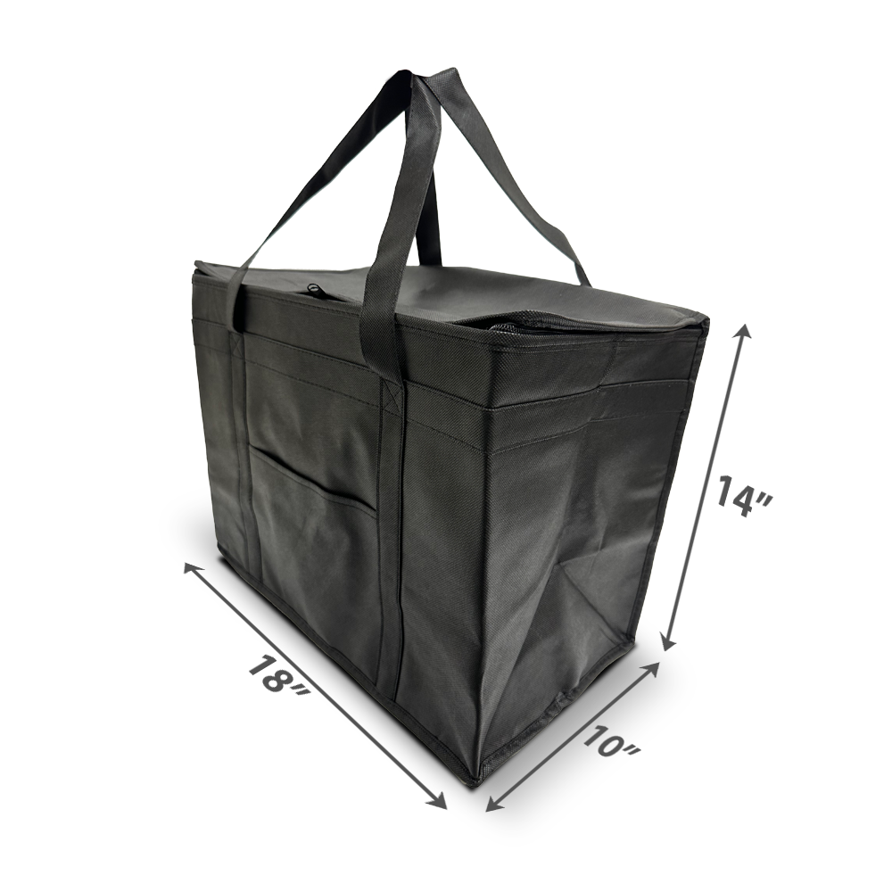 Jumbo Non-woven Delivery Cooler Bag with Zipper Closure 18”W x 10"D x 14”H - 2.5mm insulation