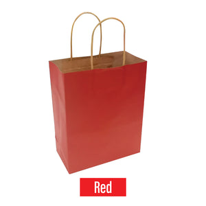 Plain/Blank Red Coloured Natural Kraft Paper Bags - Bulk 250pcs per Box - Petite Size 8"W x 4"D x 10"H