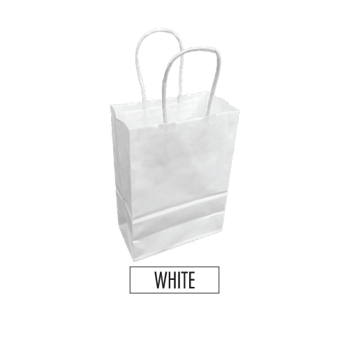 Plain/Blank White Paper Bags - Bulk 250pcs per Box - Mini Size 5"W x 3"D x 8"H