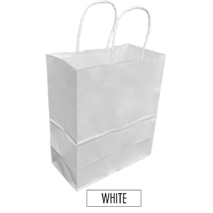 Plain/Blank White Paper Bags - Bulk 250pcs per Box - Vanity Size 10"W x 5"D x 13"H