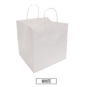 Plain/Blank White Paper Bags - Bulk 250pcs per Box - Take Out / Bakery Size 10.5"W x 10"D x 10.75"H - Clearence