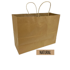 Plain/Blank Kraft Paper Bags - Bulk 250pcs per Box - Fashion Size 16"W x 6"D x 12"H