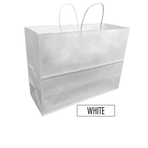 Plain/Blank White Paper Bags - Bulk 250pcs per Box - Fashion Size 16"W x 6"D x 12"H
