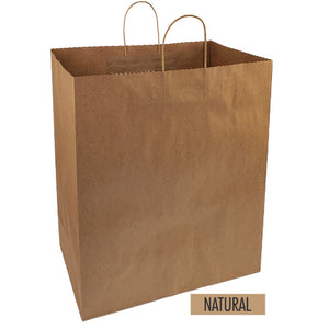 Plain/Blank Kraft Paper Bags - Bulk 200pcs per Box - Jumbo Size 18"W x 7"D x 18.75"H