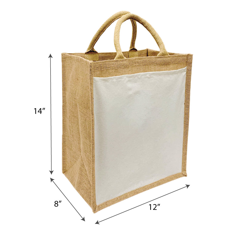 A jute shopping bag with handles