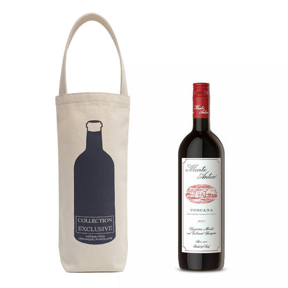 1 Bottle Canvas Reusable Wine Bag 6"W x 3"D x 12"H - 12oz