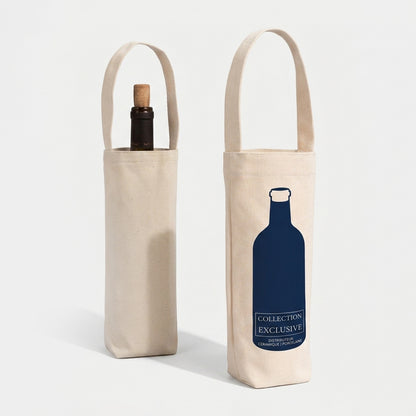 1 Bottle Canvas Reusable Wine Bag 6"W x 3"D x 12"H - 12oz