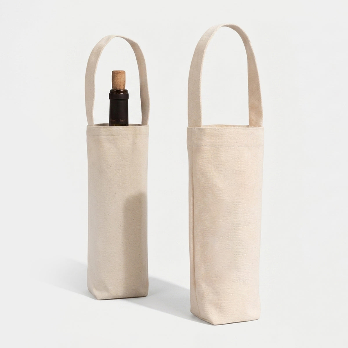 1 Bottle 12 oz Canvas Reusable Wine Bag - Bulk 10 pcs / Pack - 6"W x 3"D x 12"H