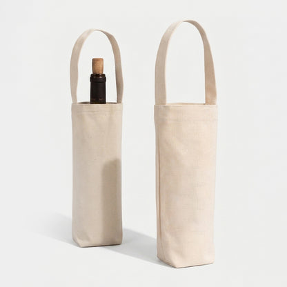 1 Bottle 12 oz Canvas Reusable Wine Bag - Bulk 10 pcs / Pack - 6"W x 3"D x 12"H