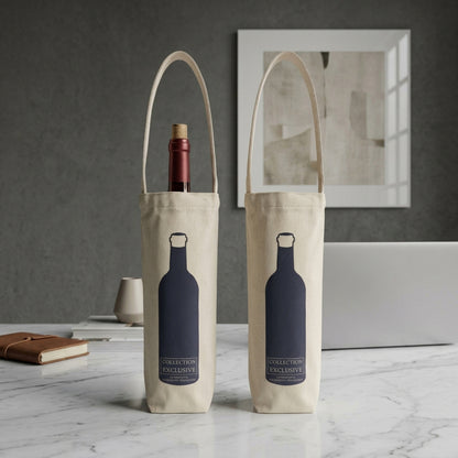 1 Bottle Canvas Reusable Wine Bag 6"W x 3"D x 12"H - 12oz