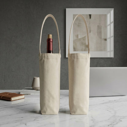 1 Bottle 12 oz Canvas Reusable Wine Bag - Bulk 10 pcs / Pack - 6"W x 3"D x 12"H