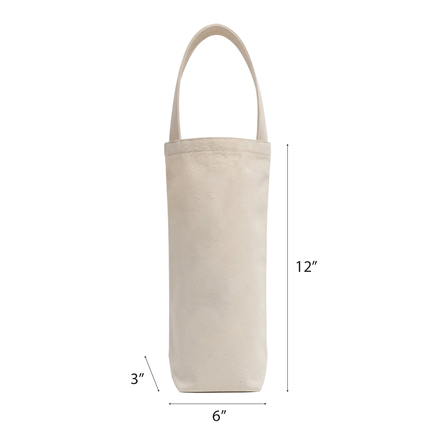 1 Bottle 12 oz Canvas Reusable Wine Bag - Bulk 10 pcs / Pack - 6"W x 3"D x 12"H