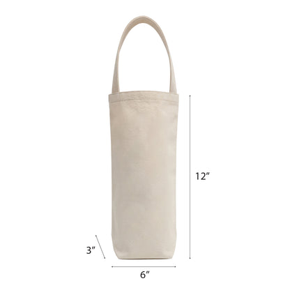 1 Bottle 12 oz Canvas Reusable Wine Bag - Bulk 10 pcs / Pack - 6"W x 3"D x 12"H