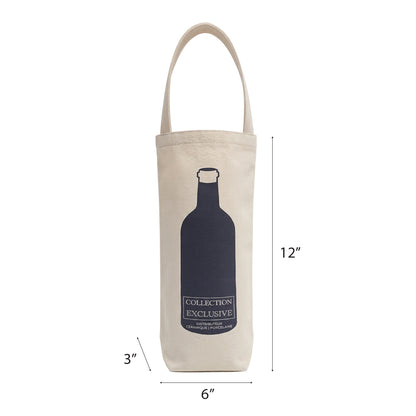 1 Bottle Canvas Reusable Wine Bag 6"W x 3"D x 12"H - 12oz