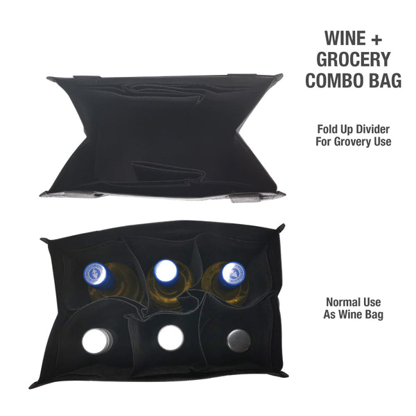 A non-woven bag with a combination of wine and groceries