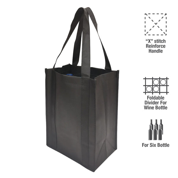 A black non-woven bag with handles