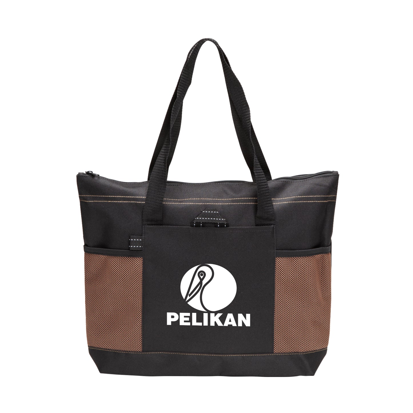 Aloha Tote Bag with Mesh Front pockets and Zipper Closure - 17.25"W x 13.25"H x 4.5"D