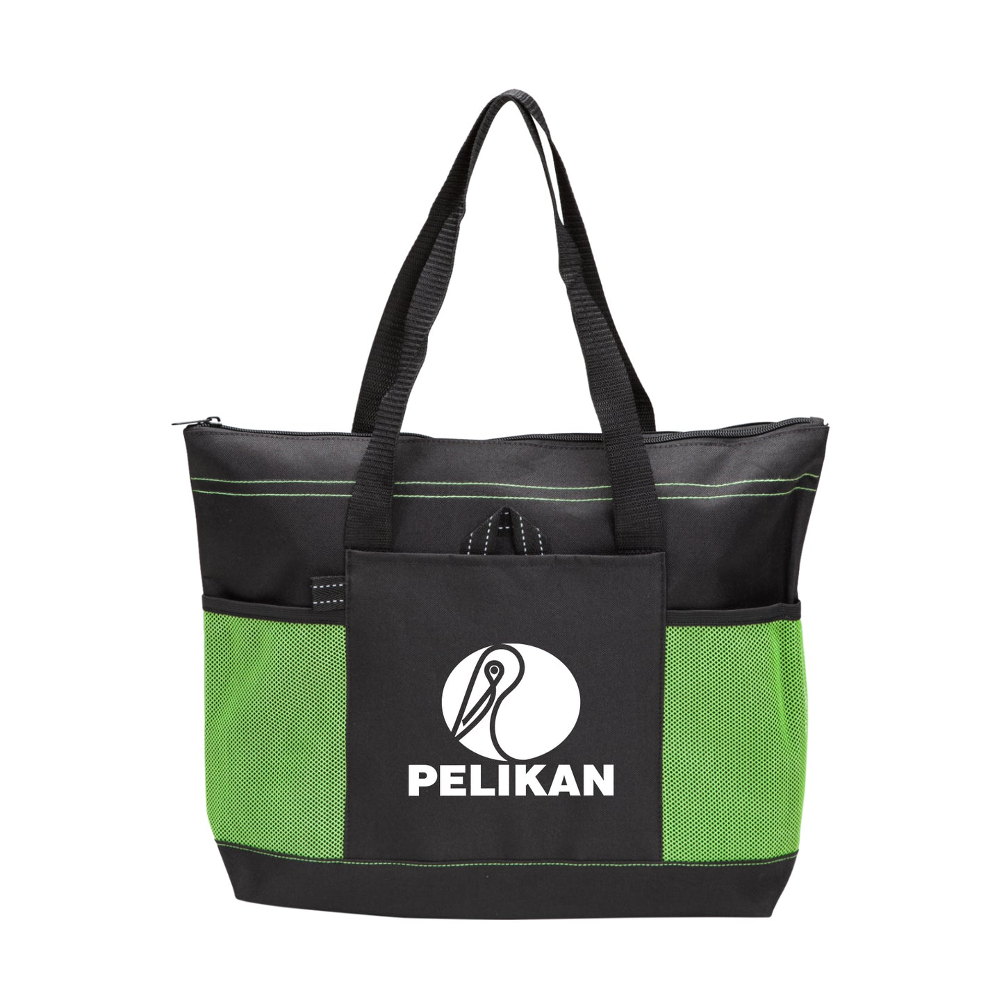 Aloha Tote Bag with Mesh Front pockets and Zipper Closure - 17.25"W x 13.25"H x 4.5"D