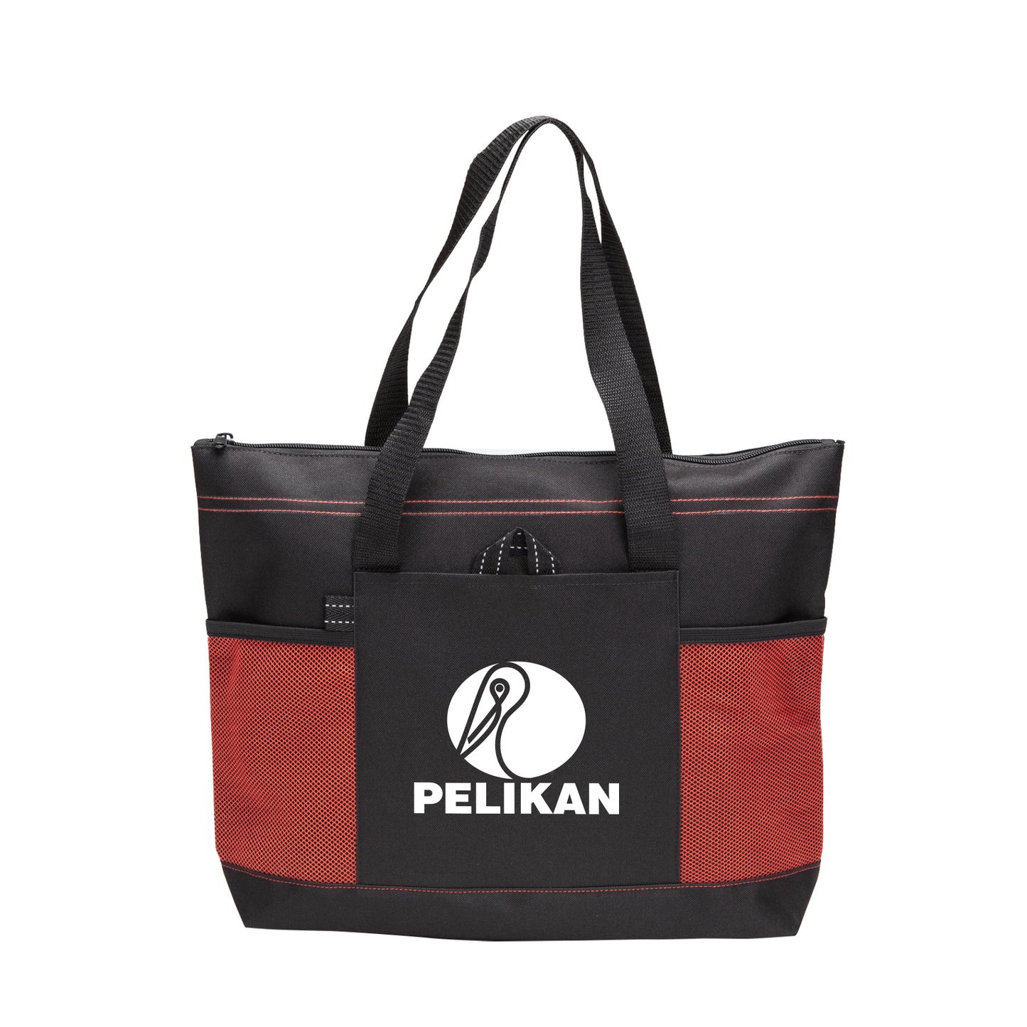Aloha Tote Bag with Mesh Front pockets and Zipper Closure - 17.25"W x 13.25"H x 4.5"D