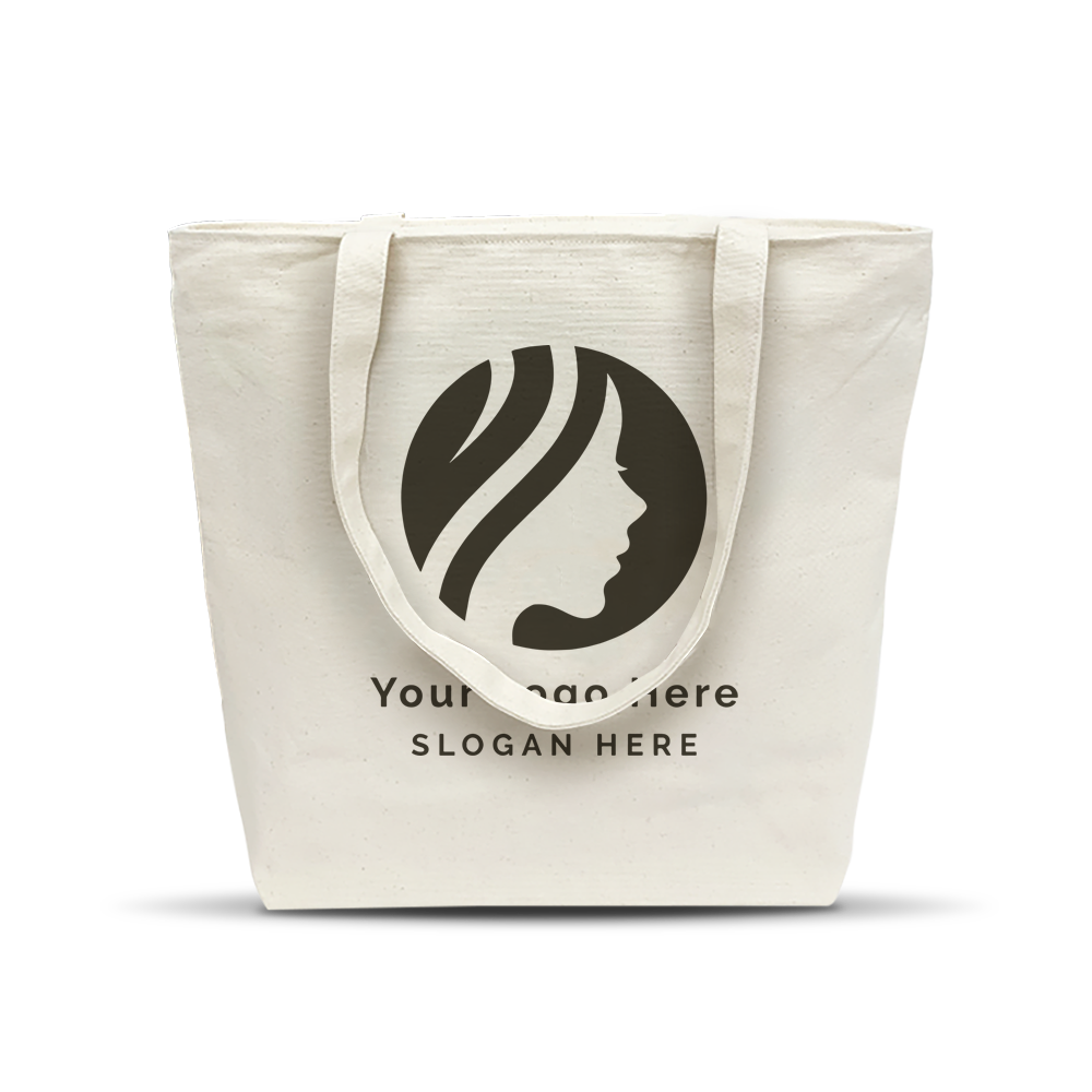 Souvenir Canvas Tote with Zipper Closure and Inside Pocket 17"W x 5"D x 15"H - 12oz Heavy Weight