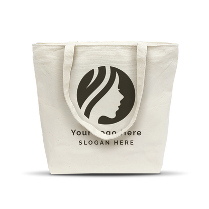 Souvenir Canvas Tote with Zipper Closure and Inside Pocket 17"W x 5"D x 15"H - 12oz Heavy Weight