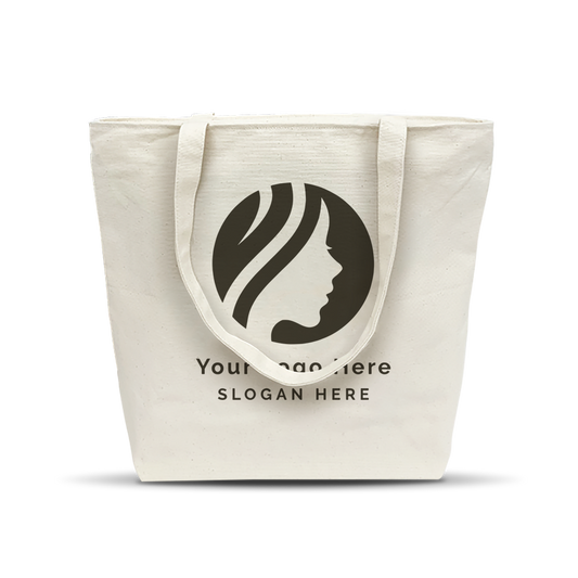 Souvenir Canvas Tote with Zipper Closure and Inside Pocket 17"W x 5"D x 15"H - 12oz Heavy Weight