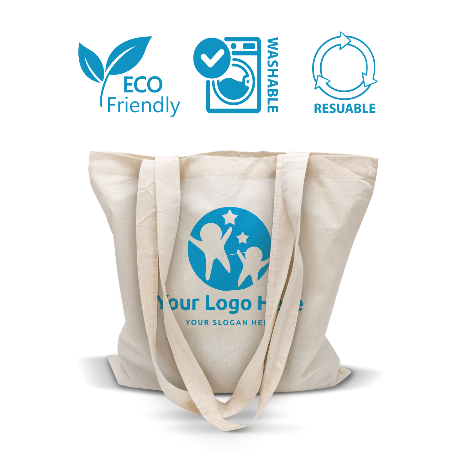 Budget Natural Canvas Tote Bag 15”W x 16”H - 5oz with 12" Long Handle