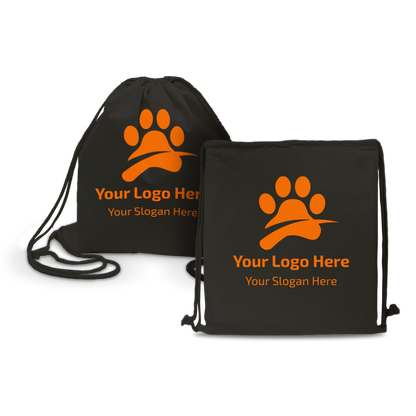 Black Canvas Drawstring Sports Backpack - 16"W x 17.5"H - 5oz