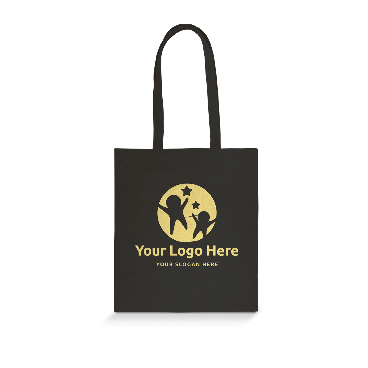 Budget Black Canvas Tote Bag 15”W x 16”H - 5oz with 12" Long Handle